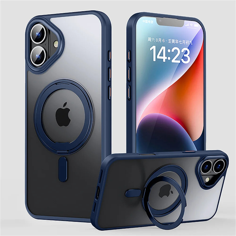 Luxury 360° Rotating Magnetic Stand Case for iPhone 16/15 Pro Max & 14