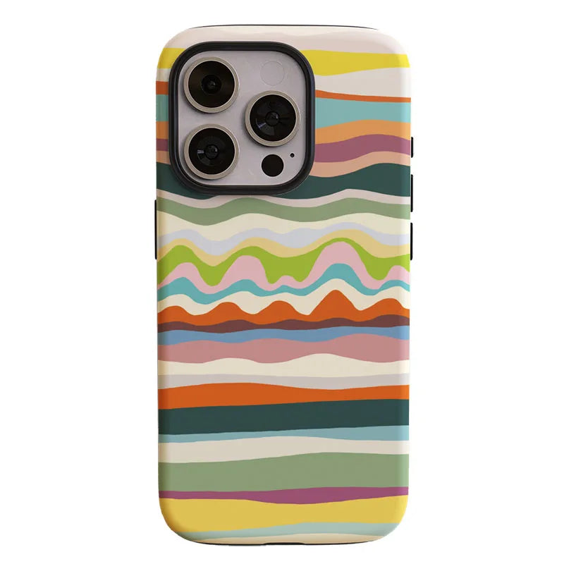 Colorful Striped Case for iPhone 16 15 14 13 12 11 Pro Max XR XS 7 8 Plus 2-in-1