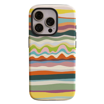 Colorful Striped Case for iPhone 16 15 14 13 12 11 Pro Max XR XS 7 8 Plus 2-in-1