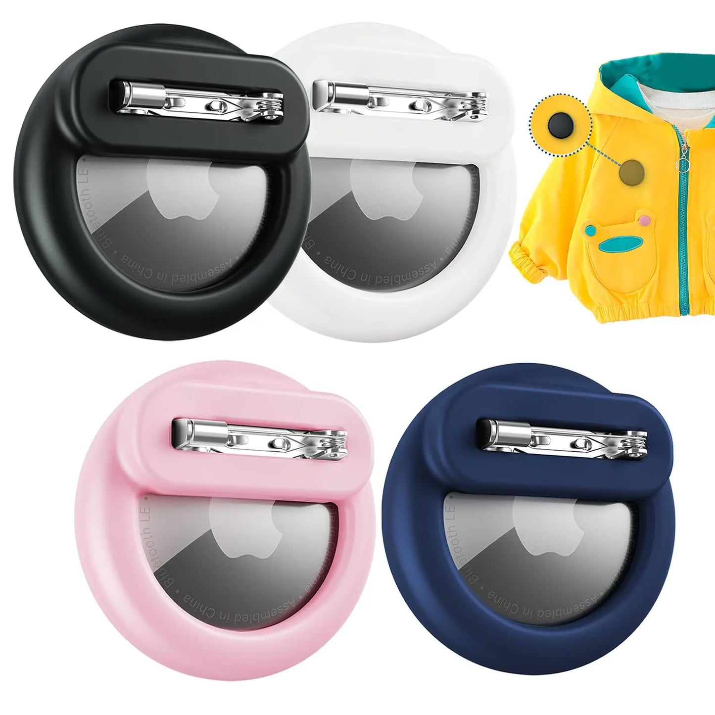 Silicone Airtag Holder for Kids & Elderly with Safety Pins - Hidden Tracker Case