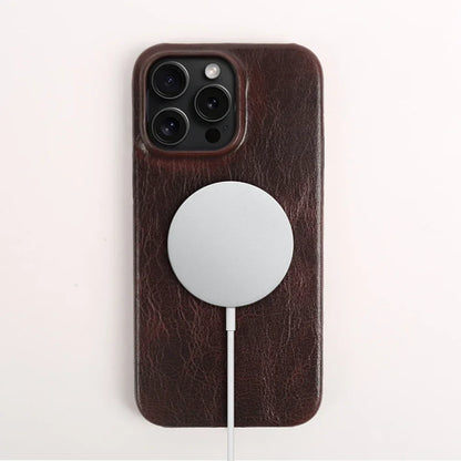 Business Genuine Leather MagSafe Case for iPhone 11–16 Pro Max Premium Cowhide