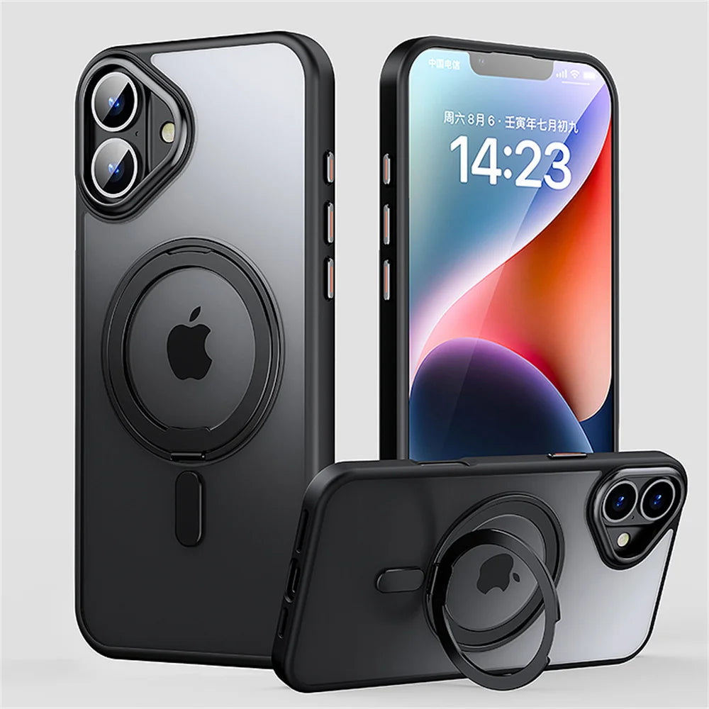 Luxury 360° Rotating Magnetic Stand Case for iPhone 16/15 Pro Max & 14