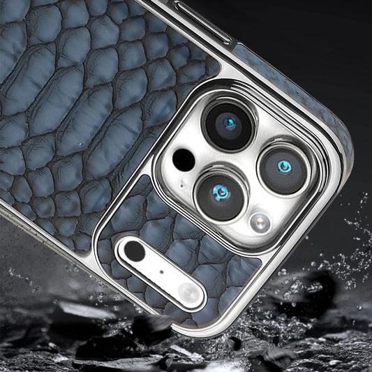 Luxury Snake-Pattern Leather Case for iPhone 17–12 | Flannel-Lined Interior