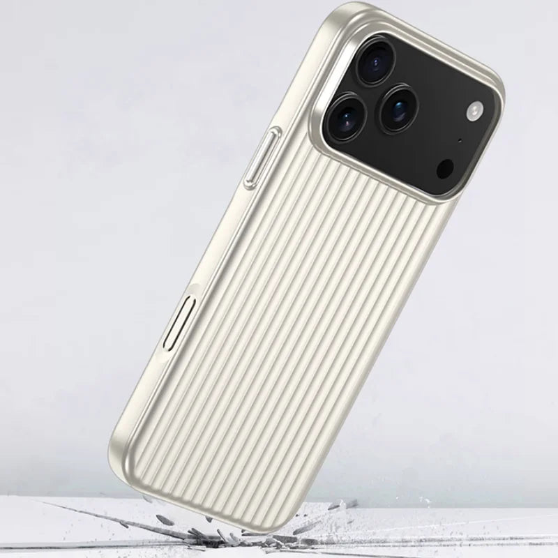 Stripes Metallic Armor Case for iPhone 13/14/15/16 Pro Max & 17 Air Slim Matte