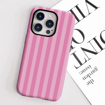 Fresh Pink Stripes Case for iPhone 17–7 Pro Max 2-in-1 Tough Glossy Cover