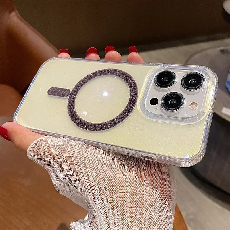 Aurora Glitter MagSafe Case for iPhone 11 12 13 14 Pro Max Gradient Cover