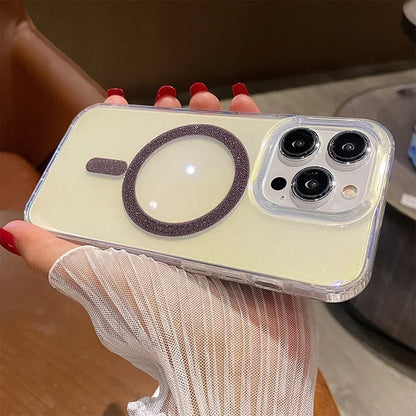 Aurora Glitter MagSafe Case for iPhone 15/16 Pro Max – Gradient Acrylic