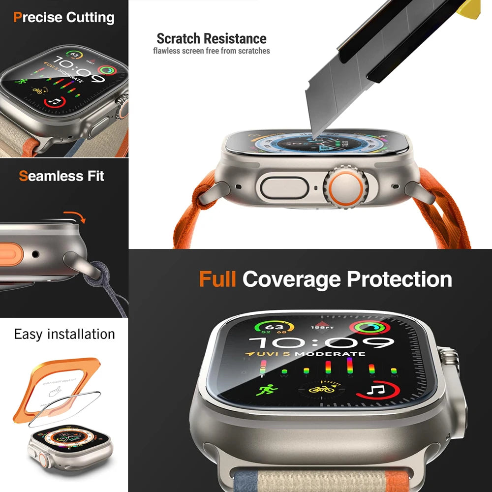 Tempered Glass for Apple Watch Ultra 1/2/3 49mm with Alignment Tool Protector