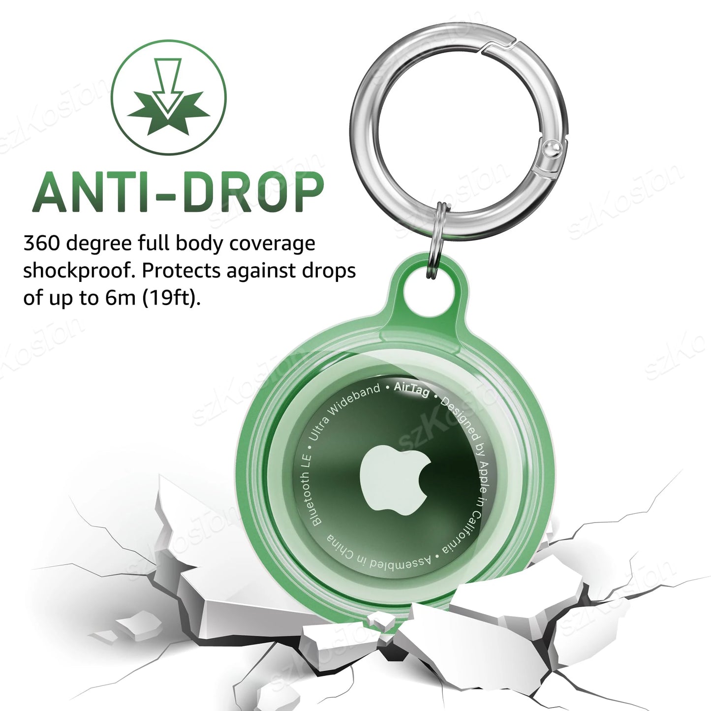 4-Pack Waterproof Silicone AirTag Holder with Keychain for Pets & Luggage