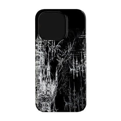 Dark Y2K Gothic Castle Art Phone Case for iPhone 7 to 16 Pro Max MINI