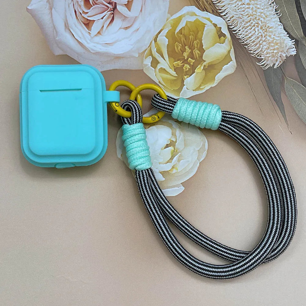 Korean Candy Color Soft Silicone Case for AirPods 1–4 with Anti-Lost Lanyard