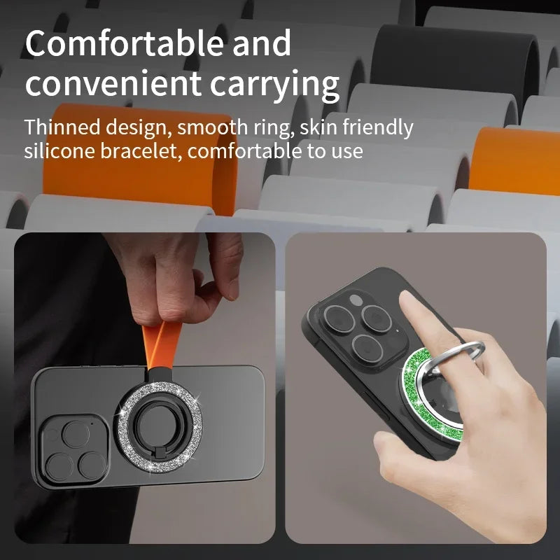Universal Double-Sided Magnetic Car Phone Holder – MagSafe Grip Ring Stand for iPhone