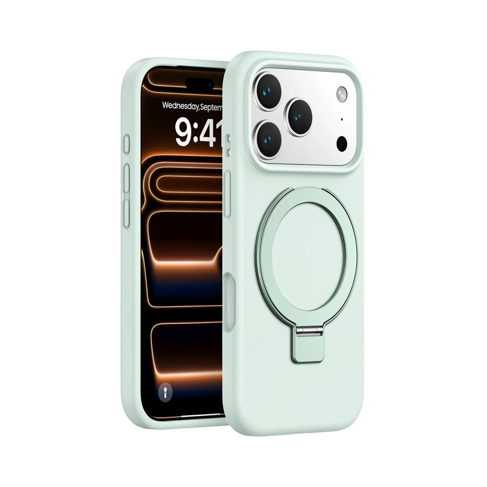 Magnetic Liquid Silicone Stand Case for iPhone 17 16 15 14 13 12 Pro Max Plus