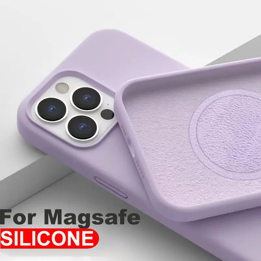 Luxury Liquid Silicone Magnetic Case for iPhone 16 15 14 Pro Max MagSafe Wireless