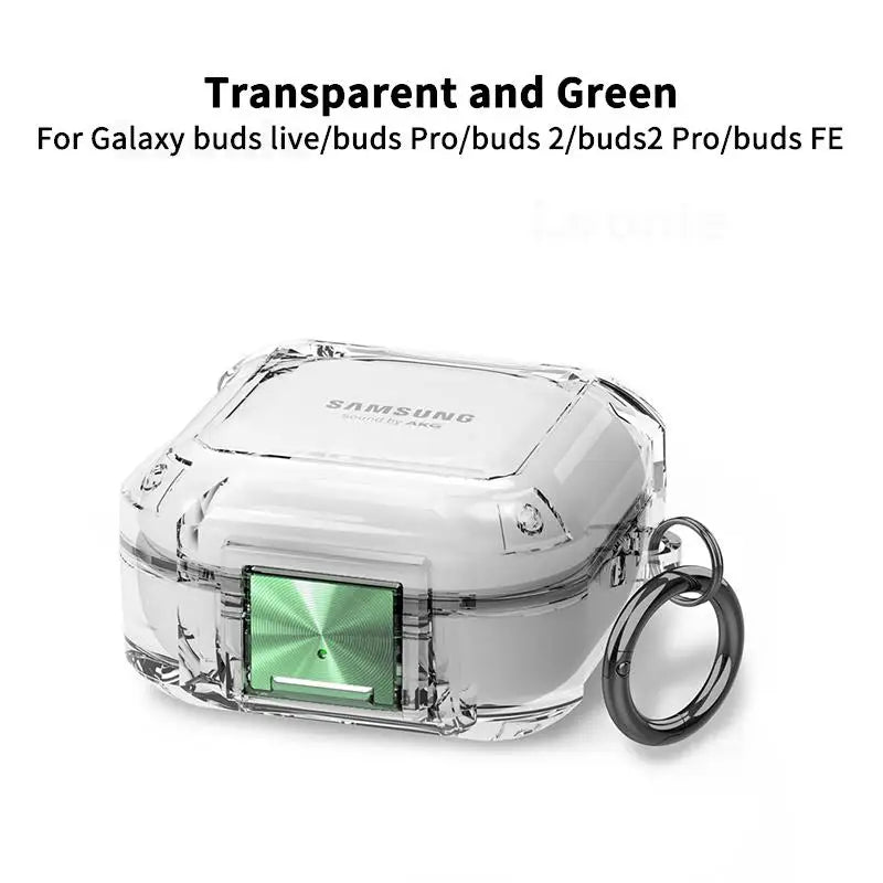 Secure Lock Transparent Case for Samsung Galaxy Buds Pro, Live, Buds 2, FE