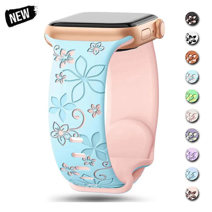 Engraved Silicone Band for Apple Watch Ultra SE 9 8 7 6 – Women’s Strap