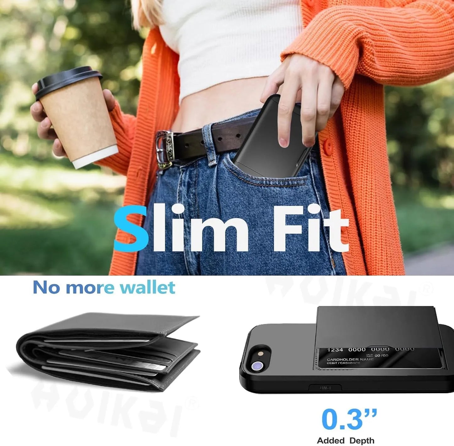 Case For iPhone 16e 16 Pro Max 15 Pro Max 14 Pro 13 12 11 Wallet Card Holder Slide Slot Slim Hard PC Heavy Duty Protective Cover