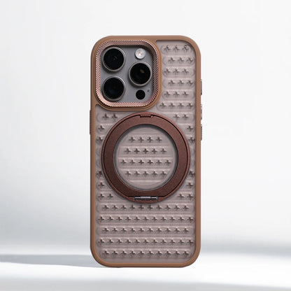 Shockproof magnetic case with 360° rotating ring and heat dissipation for iPhone 13–17.