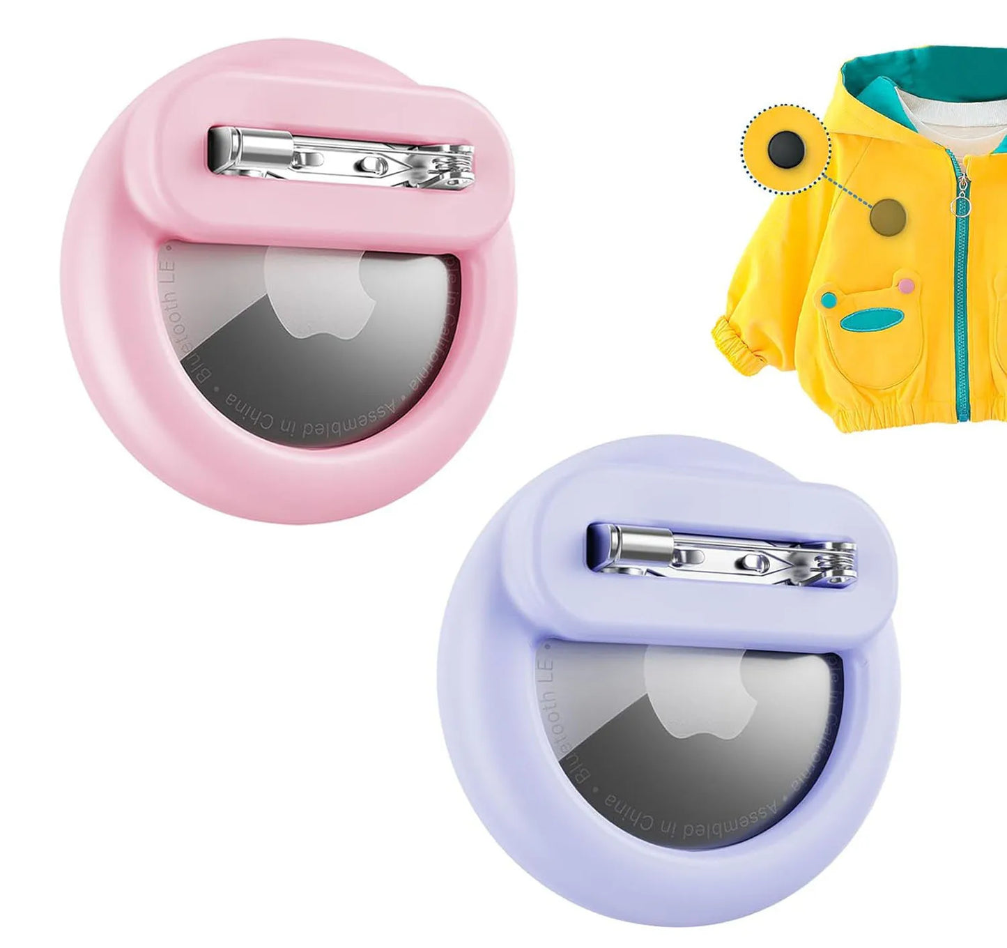 Silicone Airtag Holder for Kids & Elderly with Safety Pins - Hidden Tracker Case