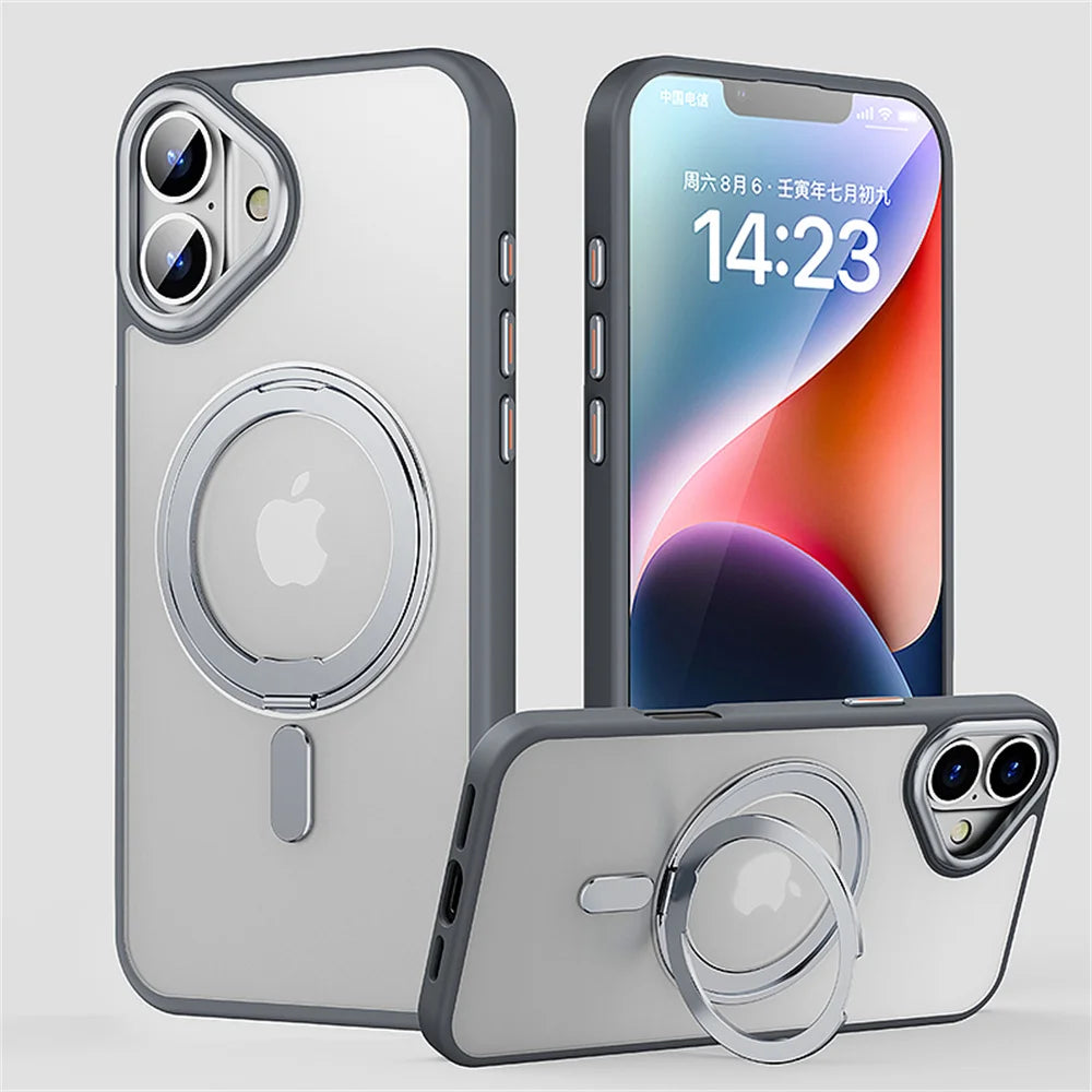 Luxury 360° Rotating Magnetic Stand Case for iPhone 16/15 Pro Max & 14
