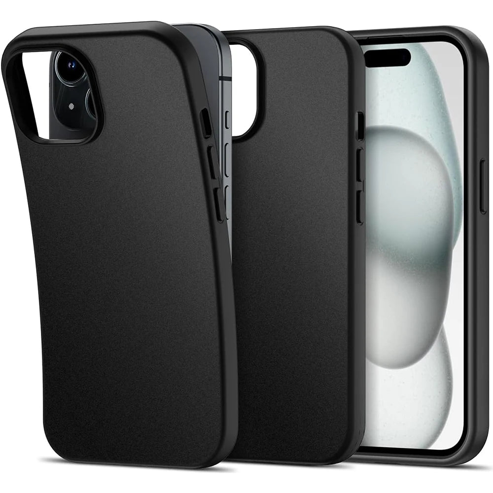 Matte Silicone Soft TPU Case for iPhone 16–7 Series, Luxury Solid Black Cover