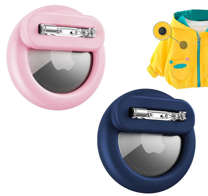 Silicone Airtag Holder for Kids & Elderly with Safety Pins - Hidden Tracker Case