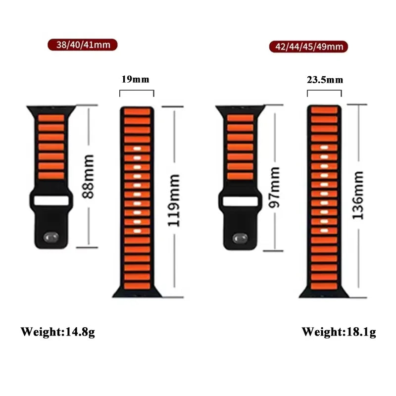 Silicone Strap for Apple Watch Ultra 2/Series 10–5 Soft Sport Band