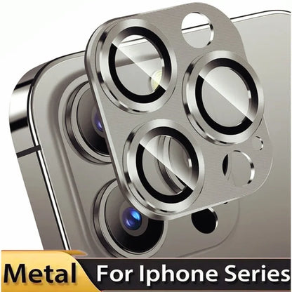 Metal Lens Protector with Tempered Glass for iPhone 16 Pro Max/15/14 Series