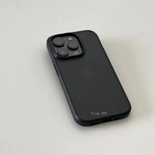 Luxury Matte Armor Shockproof Bumper Case for iPhone 15 16 Pro Max Black Cover