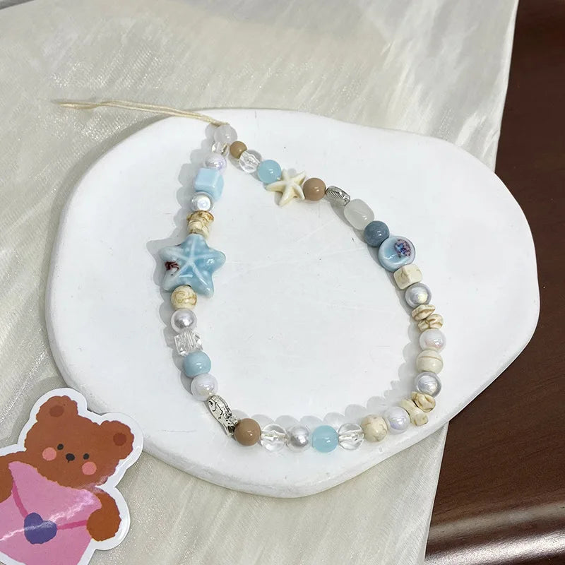 Sea Breeze Star Phone Lanyard for iPhone & Samsung, Anti-Lost Bracelet & Keychain