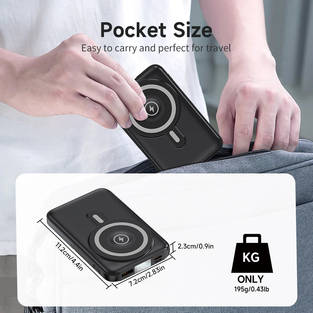 Magnetic 20000mAh Power Bank | 3-in-1 Fast Charging with Stand & LED Display