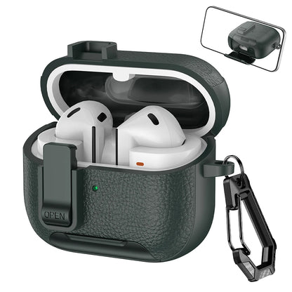 Leather Secure Lock Case for Samsung Galaxy Buds 3 Pro with Bracket Cover