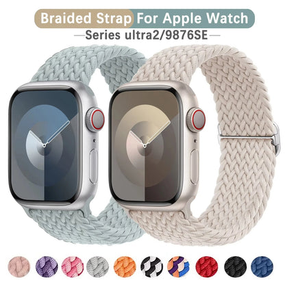 Braided Elastic Strap for Apple Watch Ultra 2 49mm Series 10 9 8 7 SE 6 5 4