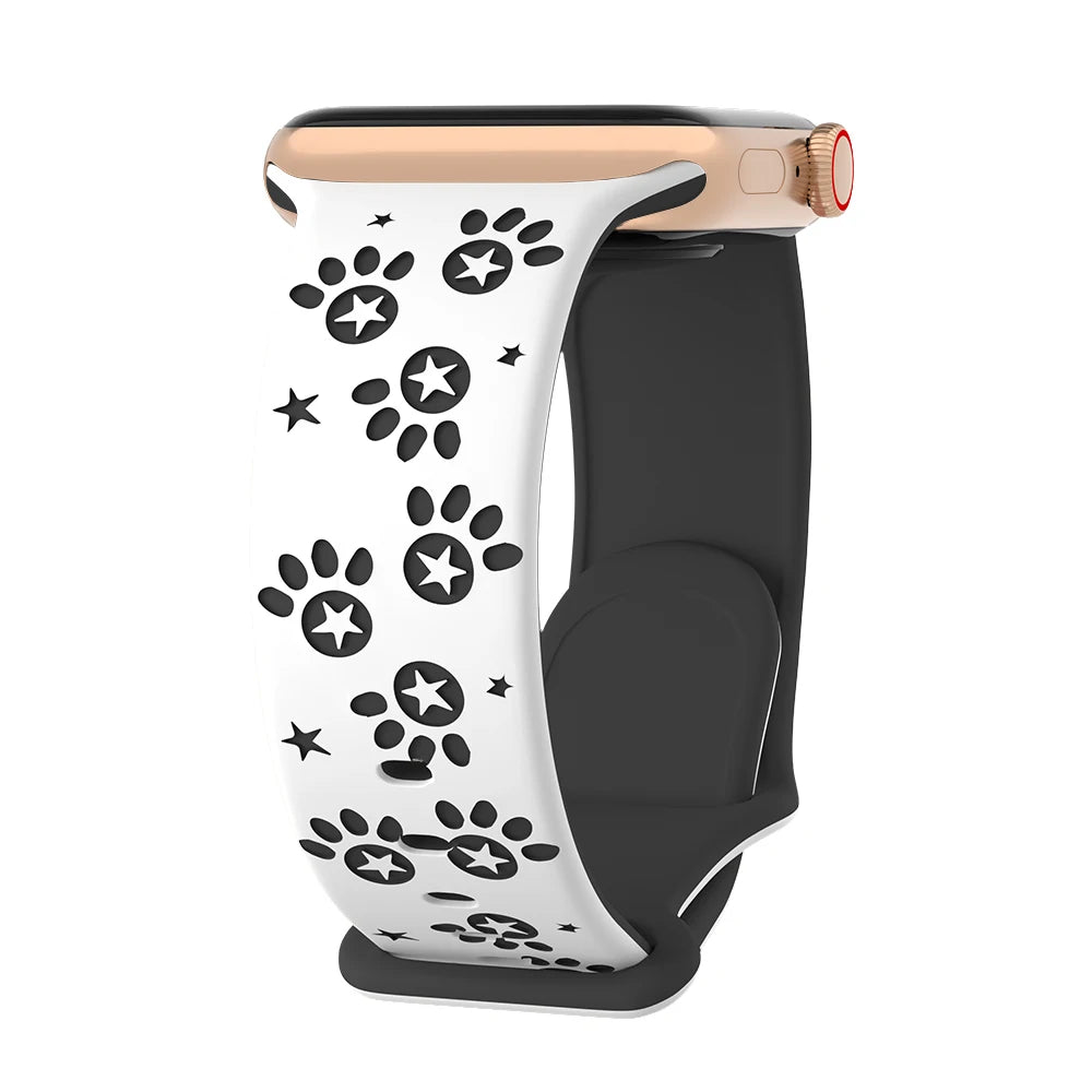 Paw Carving Silicone Strap for Apple Watch Ultra & Series 10–5 SE Band