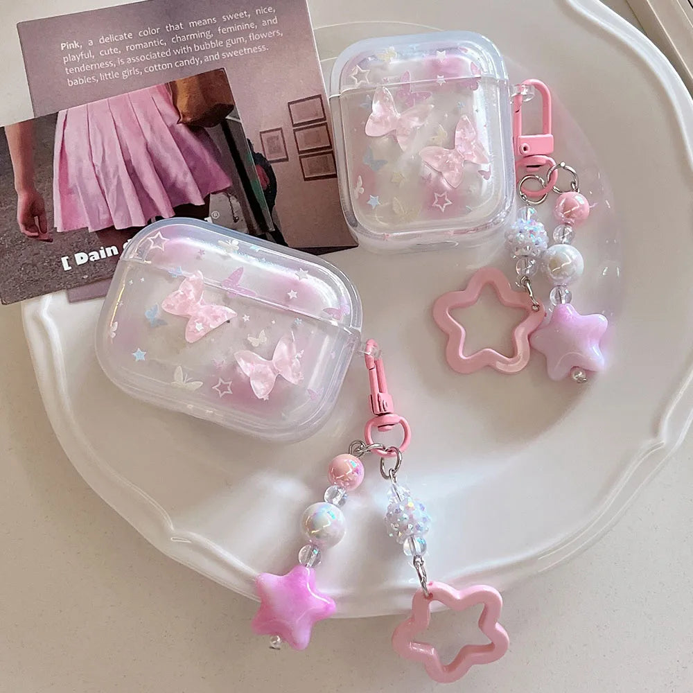 Lovely 3D Butterfly Earphone Case with Keychain for AirPods 1/2/3/4 & Pro