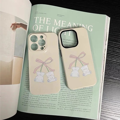 INS Bow Bear Yellow Case for iPhone 16 Pro Max 15 14 13 12 11 16 Plus XR