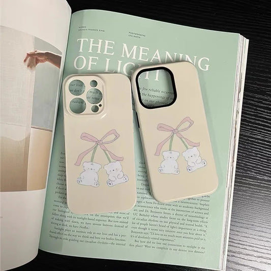 INS Bow Bear Yellow Case for iPhone 16 Pro Max 15 14 13 12 11 16 Plus XR