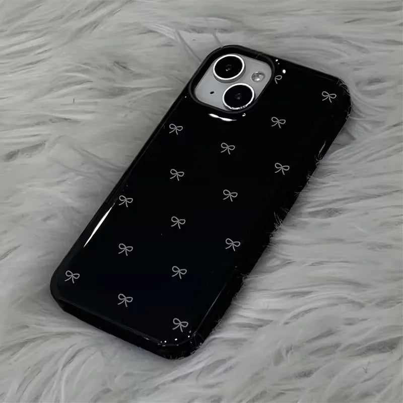 Cute Bowknot Glossy Soft Phone Case for iPhone 17 Air–7 Series, Shockproof Cover