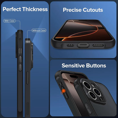 Hybrid Military Grade Shockproof Case Matte Black for iPhone 11 to 16 Pro Max