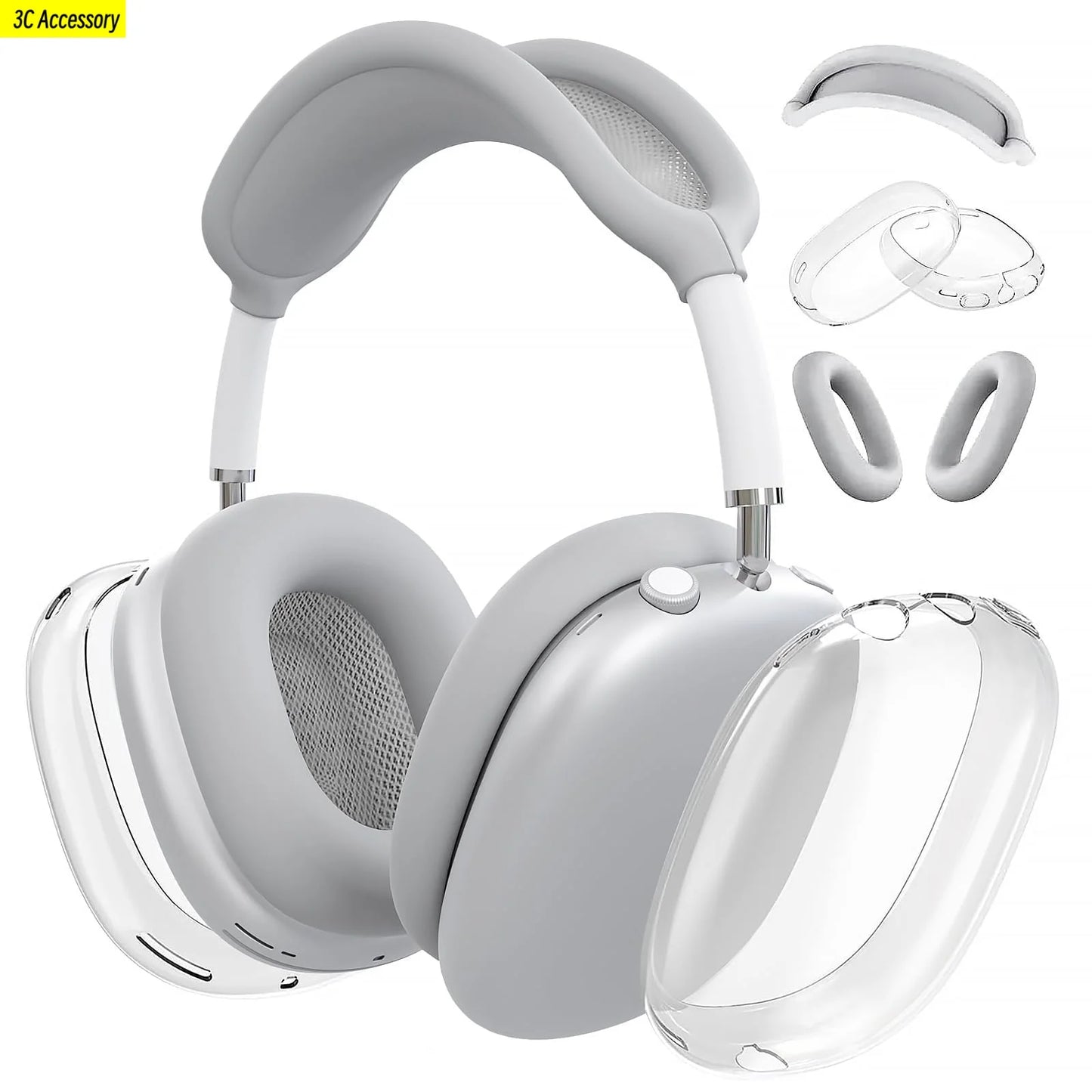 2024 3-in-1 Silicone Case for AirPods Max – Soft Ear Cup Scratch Cover