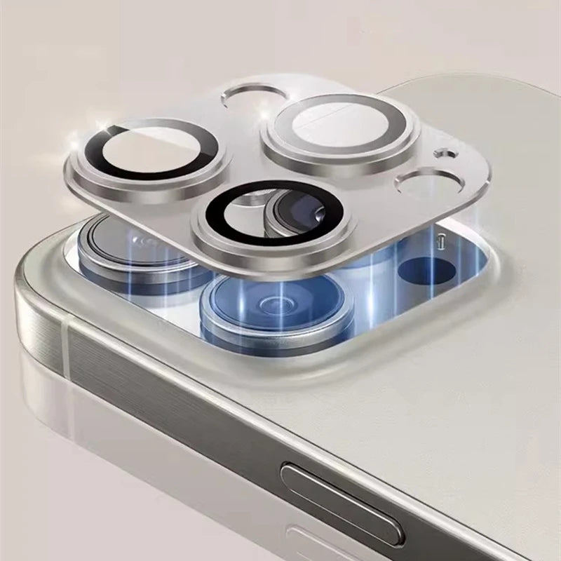 Metal Lens Protector with Tempered Glass for iPhone 16 Pro Max/15/14 Series
