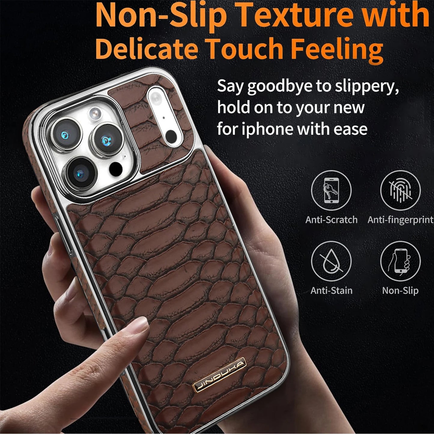 Luxury Snake-Pattern Leather Case for iPhone 17–12 | Flannel-Lined Interior