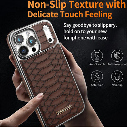Luxury Snake-Pattern Leather Case for iPhone 17–12 | Flannel-Lined Interior