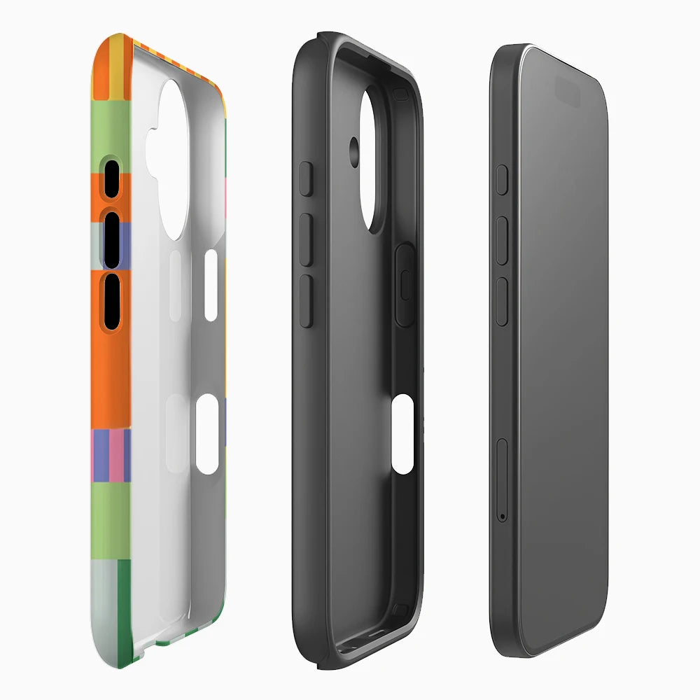 Colorful Geometric Patchwork Case for iPhone 17 16 15 14 13 12 Pro Max Plus