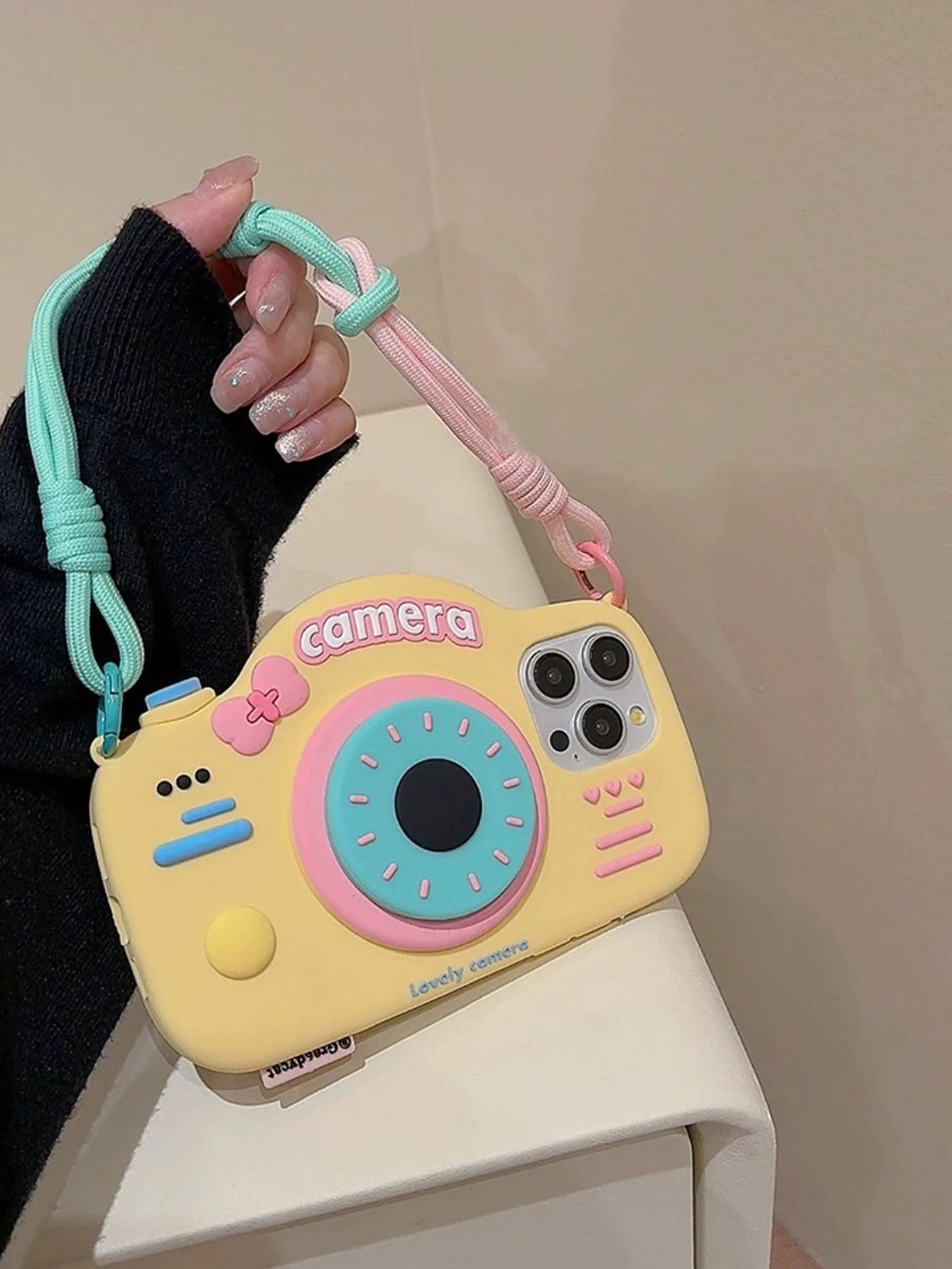 Stereo Camera Holder Strap for iPhone 14/15 Pro Max, 13/12/11 Silicone Case