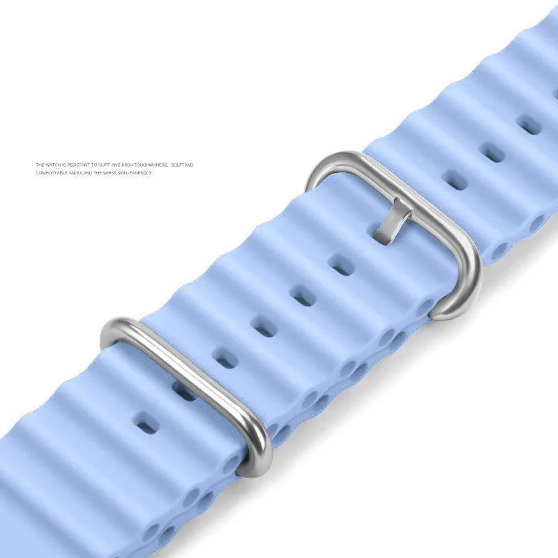 Ocean Silicone Sport Band for Apple Watch 3–Ultra 2, 40–49mm Series 10–4 Adjustable Strap