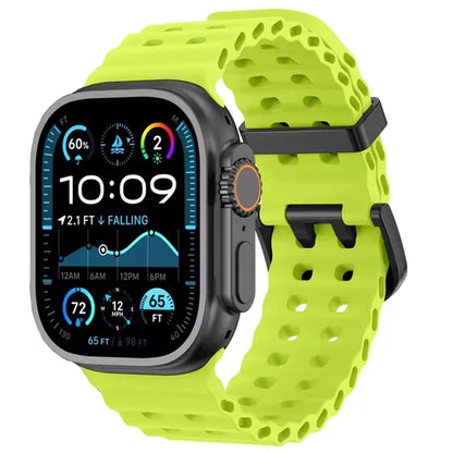 Ocean Silicone Strap for Apple Watch Ultra 3/2 & Series 11–6 SE Band