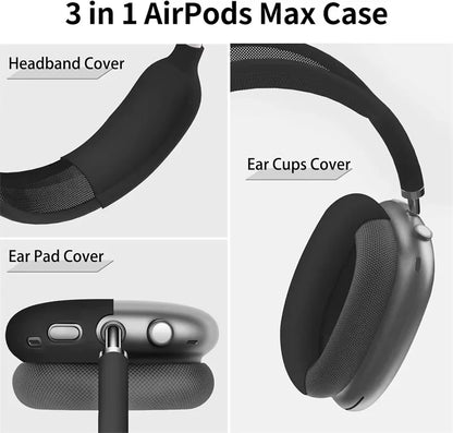 3 in 1 Soft Silicone Case for AirPods Max – Shockproof Headphones Cover