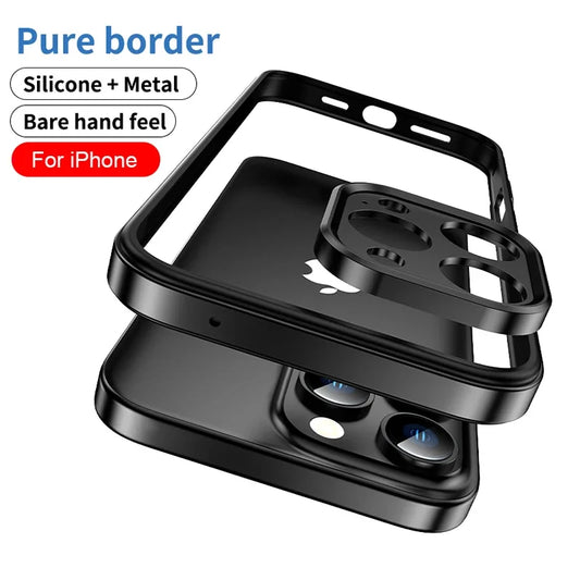 Camera Protection Hybrid Silicone & Aluminum Metal Phone Case for iPhone 16–13 Pro Max