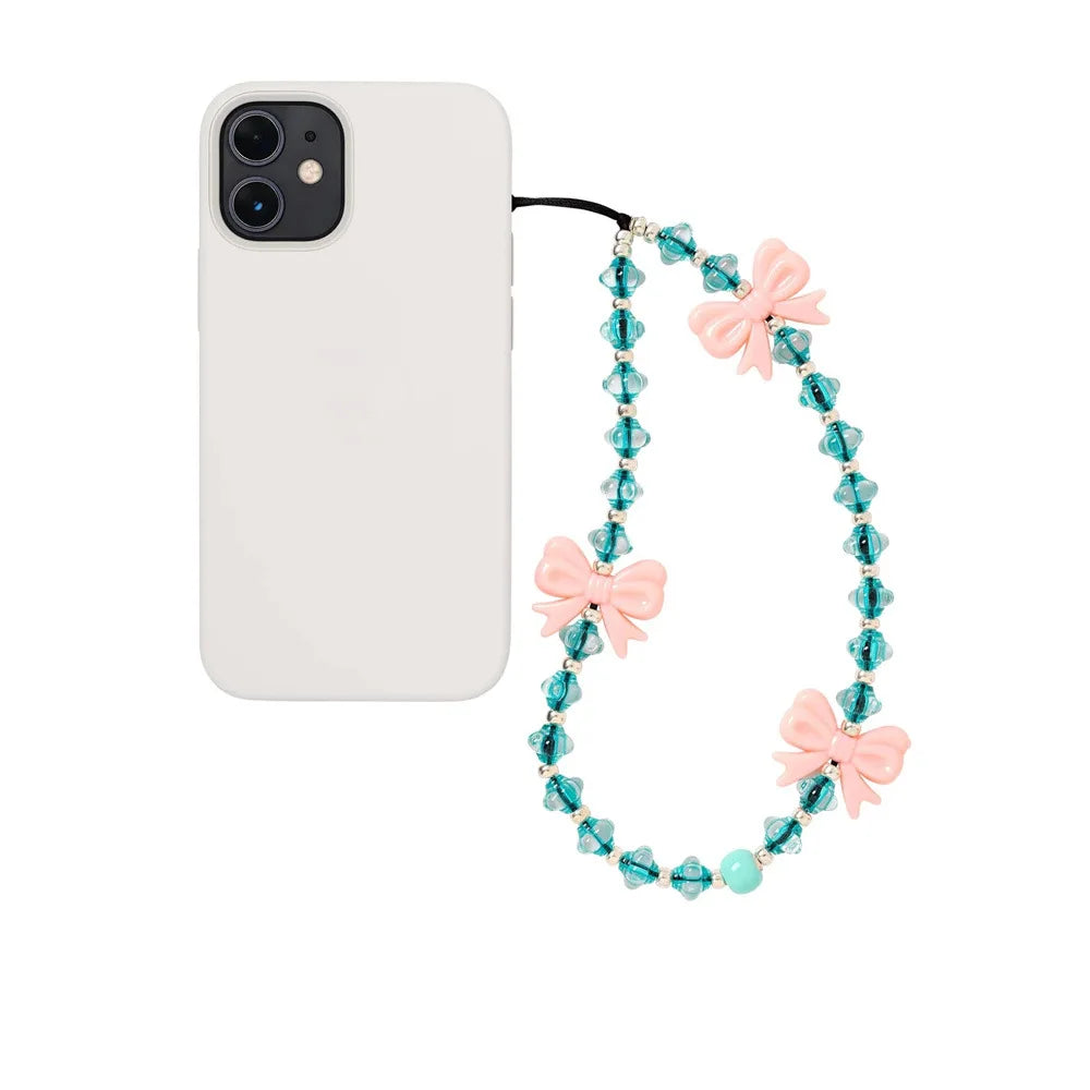 Y2K Bowknot Beaded Phone Charm Strap for Girls & Women